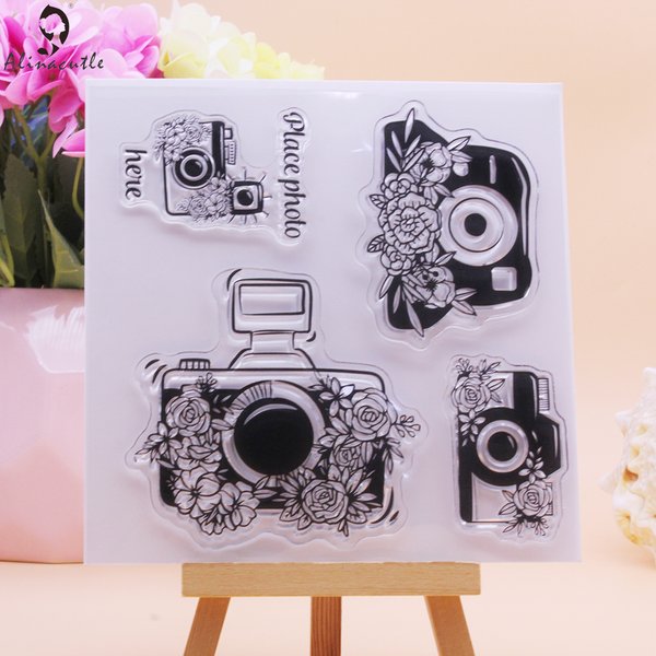 KLARE STAMPS Blumenkamera Ort Foto hier Scrapbooking handgemachte Kartenalbum Papier Handwerk Gummi transparenter Silikonstempel