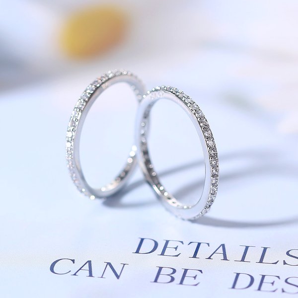 Zarte Dünne Mikroskop Finger Zierliche Ringe Für Frauen Weibliche Versprechen Engagement frauen Ring Silber Farbe Zirkon Schmuck R638