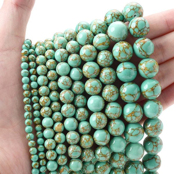 Perles Rondes en Pierre Naturelle, Fil Vert et localité, Accessoires pour Bijoux de 4/6/8/10/12mm