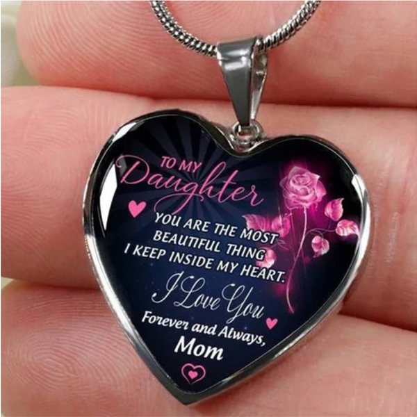 Zu meiner Tochter Liebe Papa Mutter Herz Halskette Blume inspirierende Brief Halsketten Hals reifen Schmuck