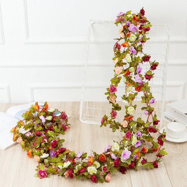 Roses artificielles de 250CM, pour mariage, décoration de salle de maison, arc de jardin de printemps et d'automne, fausses plantes de vigne de noël en rotin, DIY