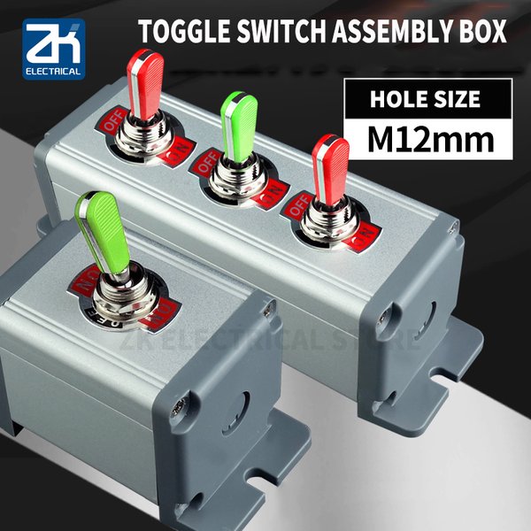 12mm bouton interrupteur engrenage 3 et engrenage 2 plus en alliage d'aluminium boîte de montage interrupteur à bascule interrupteur à bascule 250v15a
