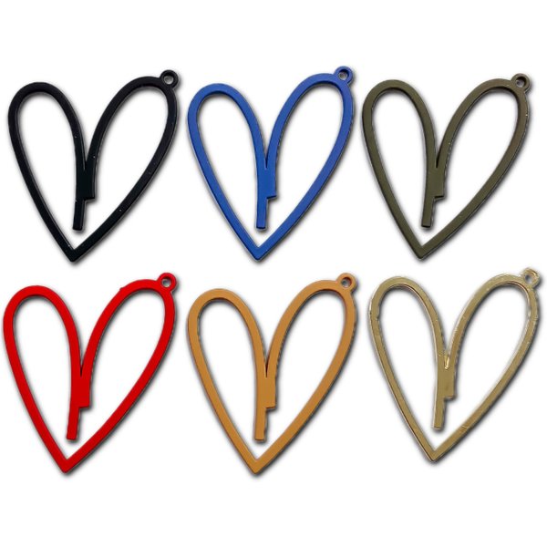 Multicolores coeur Eardrop Simple métal bricolage matériel pendentif collier boucle d'oreille breloques fabrication de bijoux fournitures composant 8 pièces