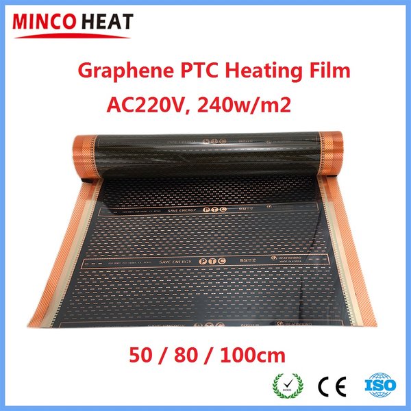 All Sizes Brand New AC220V Graphene PTC Heating Film Infrared Electric Warm Floor Heating System 220~240W/m2 Carbon Foil