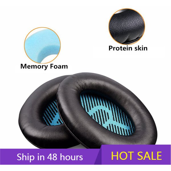 Replacement Protein Leather Foam Ear Pads Cushions for Bose for Quietcomfort 2 QC25 AE2 QC2 QC15 AE2I Headphones 9.7