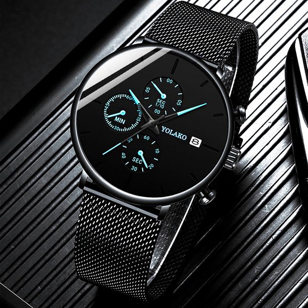 Reloj hombre Herren Mode Uhren Edelstahl Mesh Gürtel Kalender Quarzuhr Männer Business Casual Uhr relogio masculino