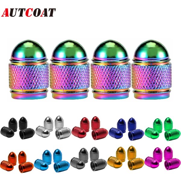 AUTCOAT Universal Car Wheel Tire Valve Stem Caps Aluminum for Bike Car Trucks Motorbike Bicycle Tyre Valve Dust Covers