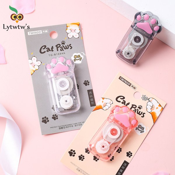 1 pièce belle Kawaii Transparent mignon chat griffe papeterie bureau fournitures scolaires cadeau correcteur roman bande correctrice