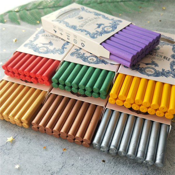 Timbres d'or bâtons de cire pour pistolet à colle fondante bâtons de cire de scellage cire de scellage d'invitation de fête de mariage pour la décoration de cadeaux classiques