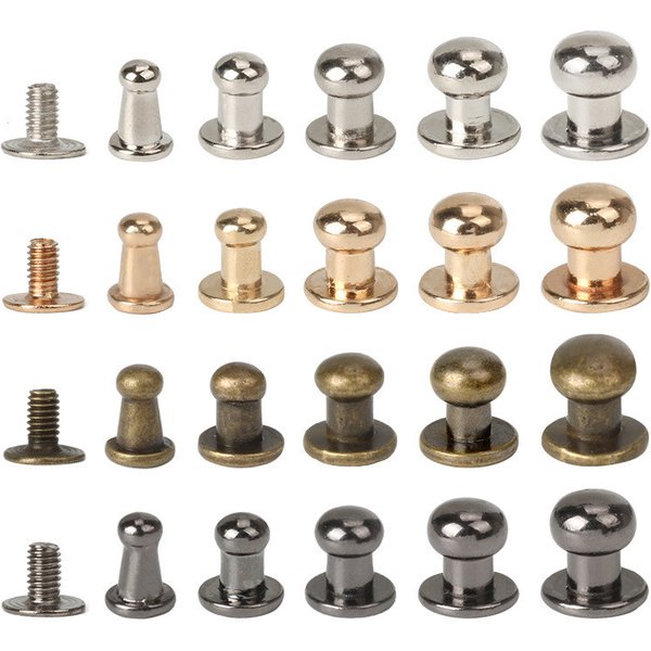 20 Sets Metal Alloy Knob Screw Rivets Studs DIY Crafts Leather Belt Watch Band Round Monk Head Rivets Spikes Decor Nail Buckles