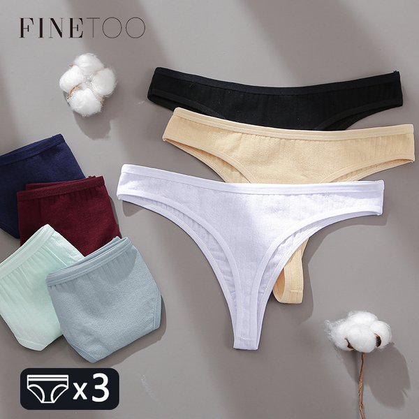FINETOO Baumwolle Tangas Frauen 3 Teile/satz Weiche T-back Unterhose S-XL Damen G-string Unterwäsche Niedrige Taille Baumwolle Panty Dessous Neue