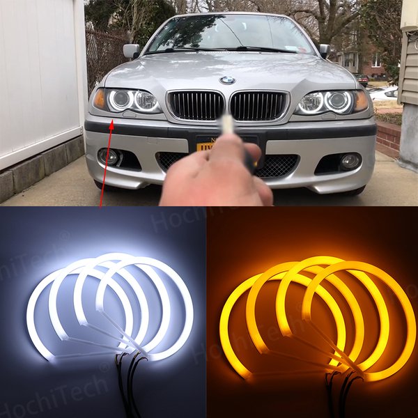 Weiß & bernstein farben zweifarbig baumwolle led engels augen kit ring drl für bmw 3er e46 sedan touring wagon coupe compact 2013-05