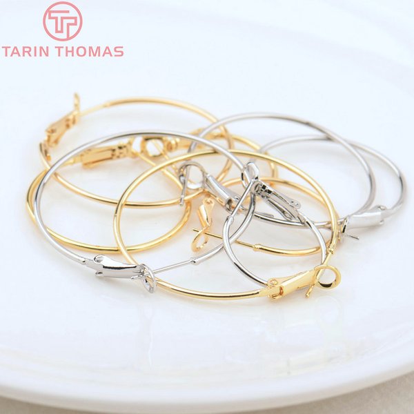 (4356)10 pièces 20x1.2MM 25x1.2MM 24K couleur or laiton boucles d'oreilles rondes cerceau boucle d'oreille Clip de haute qualité bijoux à bricoler soi-même faisant des résultats