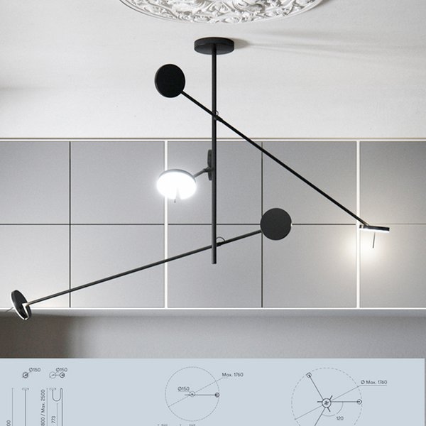 Lustre à bras long rotatif à LED réglable, lampe de face créative, chambre à coucher, salle à manger, salon, designer minimaliste