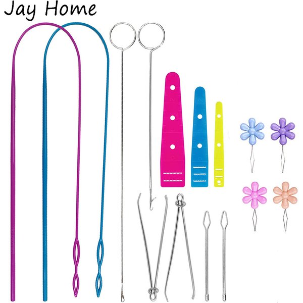 Flexible Drawstring Threader Sewing Threader Tool Sewing Loop Turner Hook Metal Tweezers Flat Plastic Threader DIY Sewing Tools