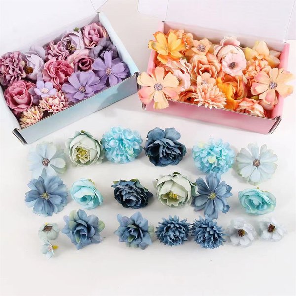 Tête de fleur artificielle pour décoration de maison, 1 sac, fleurs de mariage, décoration murale, accessoires pour cheveux, Corsage, matériel artisanal fait à la main