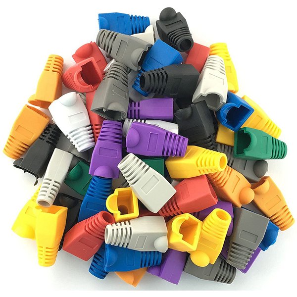 100 Pcs Mixed Color CAT5E CAT6 RJ45 Ethernet Network Cable Strain Relief Boots Cable Connector Plug Cover