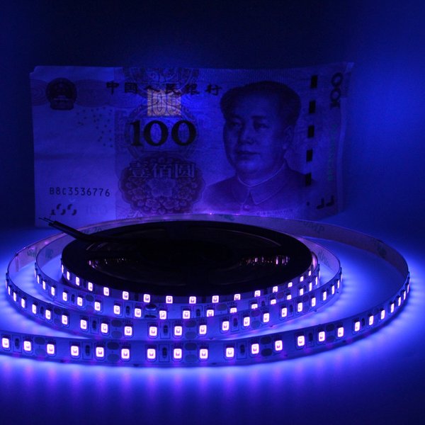 Bande lumineuse LED UV 12V 5050 2835 SMD 395-405nm, ruban de Diode LED à rayons ultraviolets, ruban Flexible violet pour Fluorescence DJ