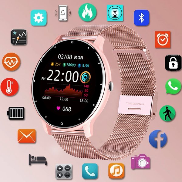 LIGE 2026 Smartwatch für Damen, voller Touchscreen, Sport-Fitnessuhr, IP67, wasserdicht, Bluetooth, für Android iOS, Smartwatch für Damen