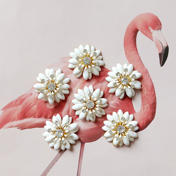 5 Pcs/lot Alloy Drop Oil Sunflower Metal Buttons Diy Hair Accessories Sun Flower Bridal Headwear Material Decorative Buttons