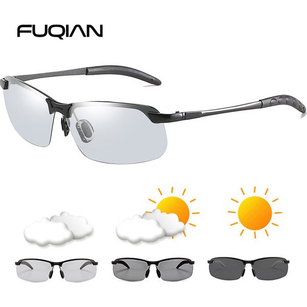 Fashion Half Frame Photochromic Sunglasses Men Women Classic Chamelon Polarized Sun Glasses Male Vintage Fishing Driving Shades