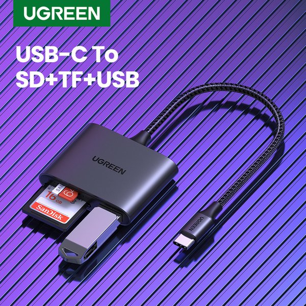 UGREEN – Lecteur de carte USB C avec câble type C, appareil de lecture carte Micro SD, accessoire pour ordinateur portable, IPad, avec adaptateur de carte mémoire