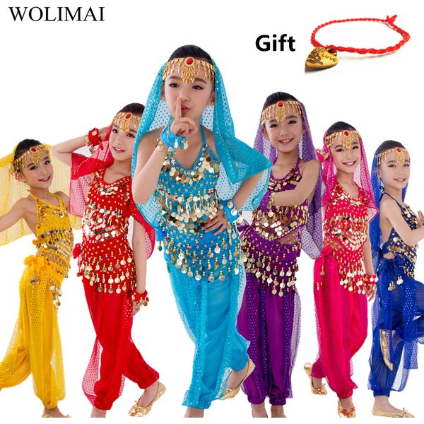 Enfants Costumes de danse du ventre ensemble danse orientale filles danse du ventre inde danse du ventre vêtements danse du ventre enfant enfants indien 6 couleurs