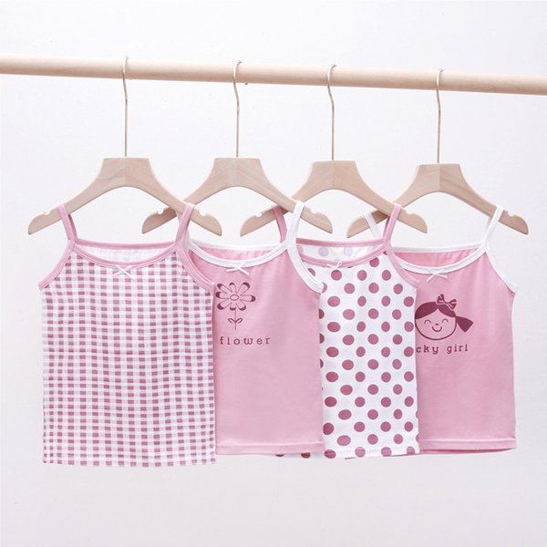 Débardeur d'été pour filles, 4 pièces, sous-vêtements de dessin animé pour jeunes adolescents, Lingerie, haut de Sport en coton, sous-vêtements pour enfants, gilet sans manches