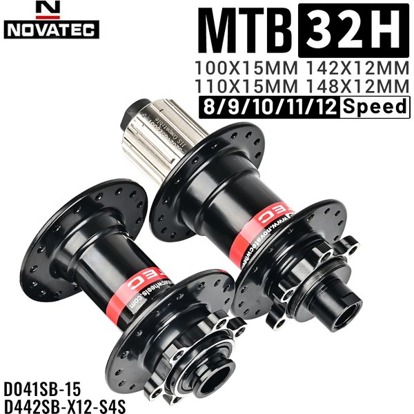 Moyeu de vélo Novatec D442 D041, moyeu de roue avant et arrière, 2/4 roulements, pour vélo de montagne 8/9/10/11/12 vitesses, 32H BOOST THRU 15/12MM