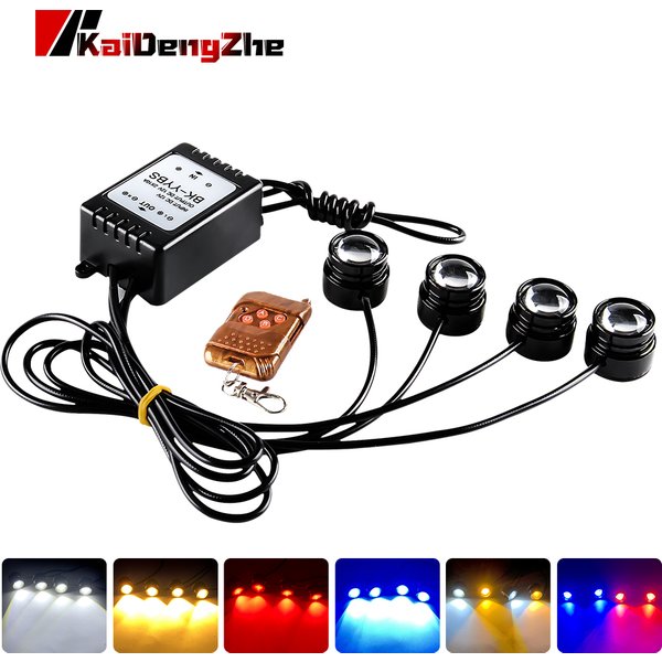 Car drl 4 in 1 LED Eagle Eye Emergency Warning Strobe Light Wireless Remote Control Day Running Light For truck motorcycle 12V