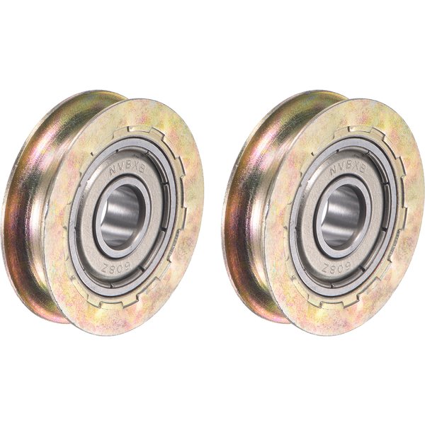 Rouleau de porte marketà rainure en U, trou d'arbre de 8mm, diamètre de 32mm, 2 pièces Roues coulissantes en acier à roulement, rouleaux, poulies pour quincaillerie de meubles