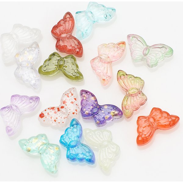 50Pcs Mutil Gradient Color Crystal Butterfly Pendants 8x15mm DIY Glass Beads Wing Shape For Jewelry Making Earings Accessories