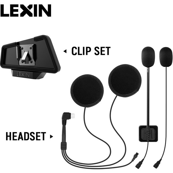 LEXIN LX-B4FM-X Intercom-Headset & Clip-Set für Voll-/Halbhelme mit Hochwertiger und Lauter Klangqualität Bluetooth-Kopfhöreranschluss