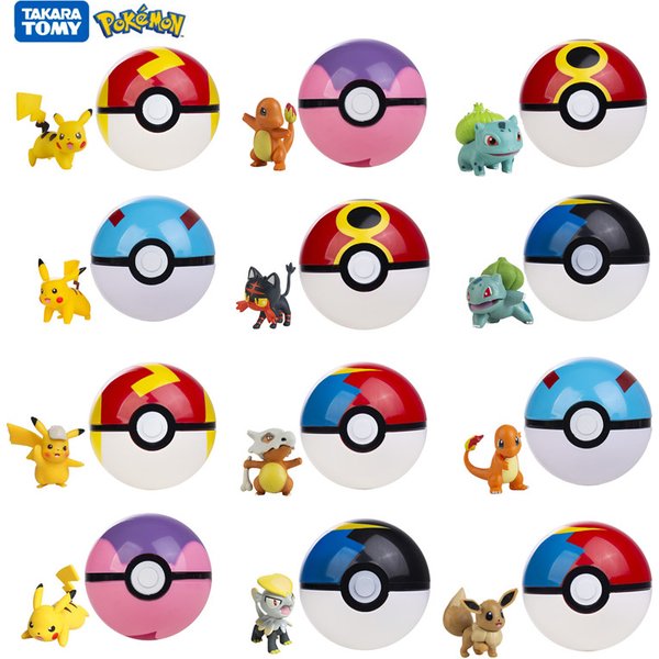 Pokemon Pokeball avec dessins animés film Anime Figure Pikachu Charmander Eevee écureuil Vulpix qualité animal de compagnie Action modèle jouets cadeaux