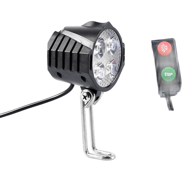 Lumière de vélo électrique/lumière de vélo électrique 12W 36V 48V avec interrupteur de klaxon lampe de poche étanche