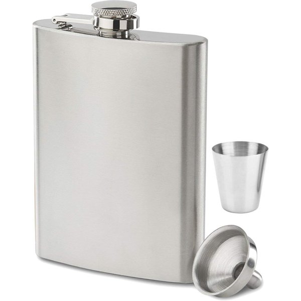 LMETJMA 7oz Flachmann-Set Edelstahl Flachmann mit Trichter Trinkbecher Tragbare Flachmann für Whiskey Likör Wein KC0138