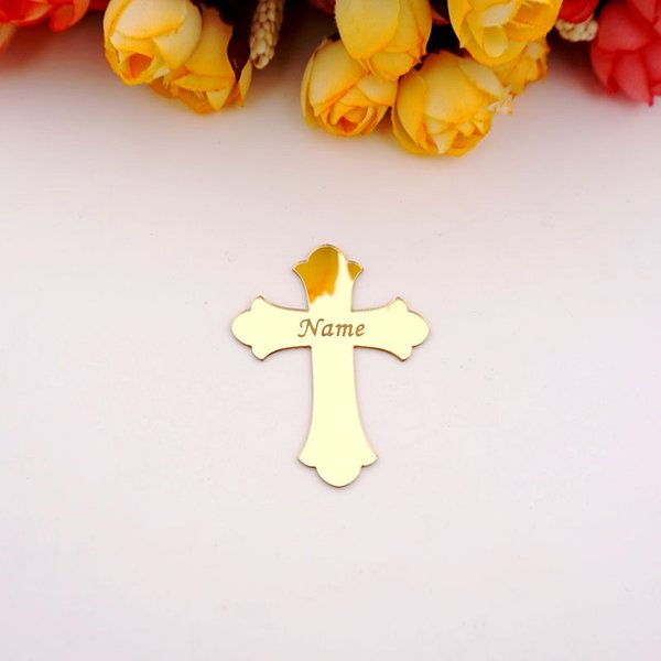 Autocollant en forme de croix personnalisé, miroir en acrylique, faveurs de fête, prière, décor de mariage et de baptême
