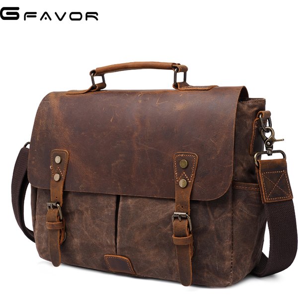 Waterproof Padded Waxed Canvas Bags Personalized Stylish Case Satchel Vintage Messenger Bag for Men