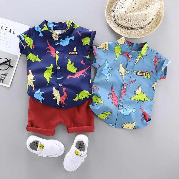 Kleinkind Baby Jungen Mädchen Kleidung Sets für Sommer Jungen Kleidung Outfits Anzug Cartoon Dinosaurier Druck T-Shirt Shorts Hosen