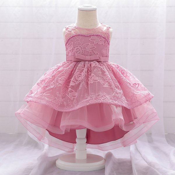 Infant Trailing Baptism Dress Baby Girl 1 Year Birthday Princess Dress Embroidery Flower Baby Girl Dresses Party And Wedding