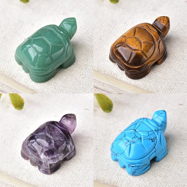 Cristal naturel Rose Quartz tortue améthyste opale animaux pierre de guérison décor à la maison aquarium artisanat petite décoration 1 pièce