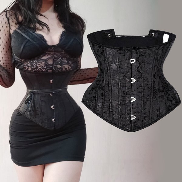 Corset gothique Sexy sous le buste, 26 os en acier, entraîneur de taille, torse court pour femmes, gaine amincissante, ceinture Corset à lacets