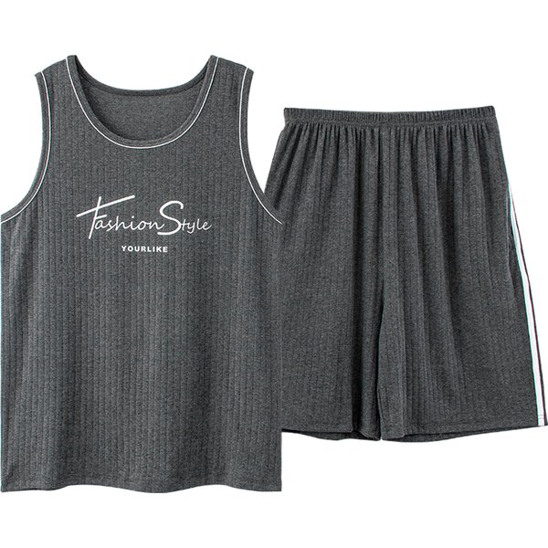 Nouvel ensemble de pyjama pour homme 2026 – Coton fin d'été – Haut sans manches + short – 2 pièces/ensemble – Tailles L-XXXXL