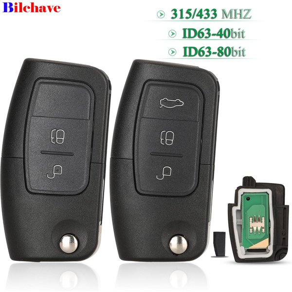 Jingyuqin 2/3 Buttons For Ford Eco Sport 2013 - 2017 Focus MK 2 2009 Fob 315/433MHz ID60 4D63 Remote Car Key Hu101/Fo21 Blade