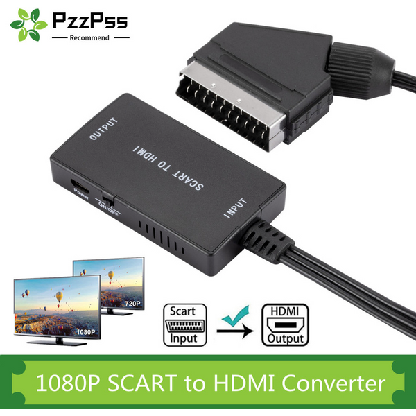 PzzPss convertisseur péritel vers HDMI Con câbles Salida HDMI HD 720 P/1080 P Interruptor Adaptador convertisseur DE Audio Vídeo Para HDTV