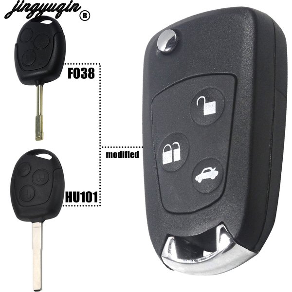 Jingyuqin – clé télécommande pliable à 3 boutons, nouvelle coque de clé télécommande modifiée FO38/HU101, pour FORD FOCUS MONDEO Fiesta