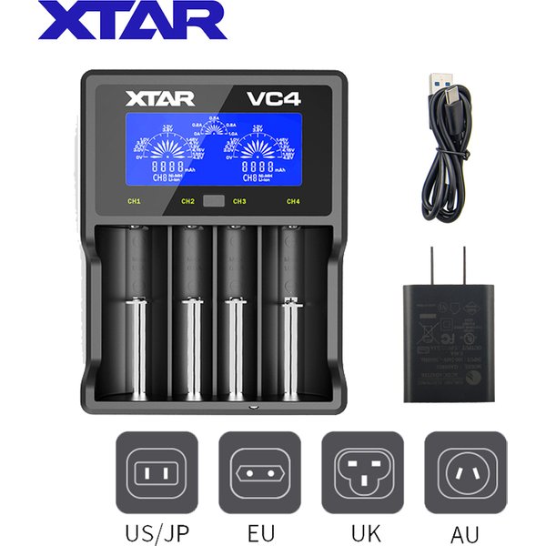 XTAR VC4 18650 Batterieladegerät 1,2 V AAA AA-Batterien LCD-Display Laden 3,6 V wiederaufladbare Li-Ionen-Batterien 10400-32650 CHARGER