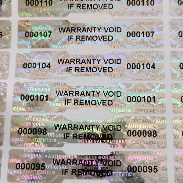 Autocollants Holographiques pour Bancs, Étiquette de Sécurité Tamper Verde Void, Numéro de Série de Garantie, Logo Personnalisé, 50mm x 10mm, 1000 Pièces