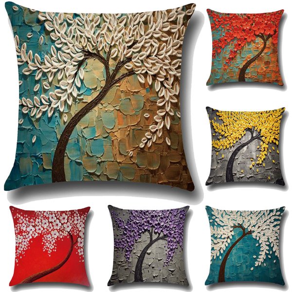 Multi Color Floral Printed Cushion Flower On The Wall Pillow Pink Red Decorative Pillowcase for Home Sofa