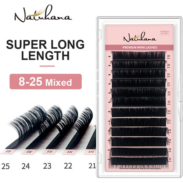 NATUHANA – faux cils synthétiques en soie, 8-25mm, extensions de cils très longues, coréen, en PBT, individuels, Cilios